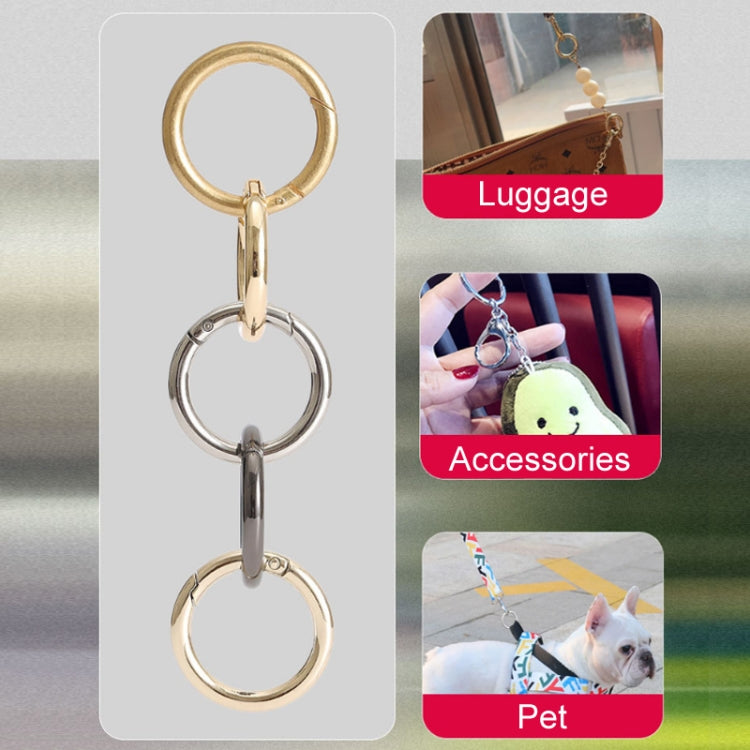 20pcs Zinc Alloy Spring Ring Metal Open Bag Webbing Keychain, Specification: 6 Points Light Gold