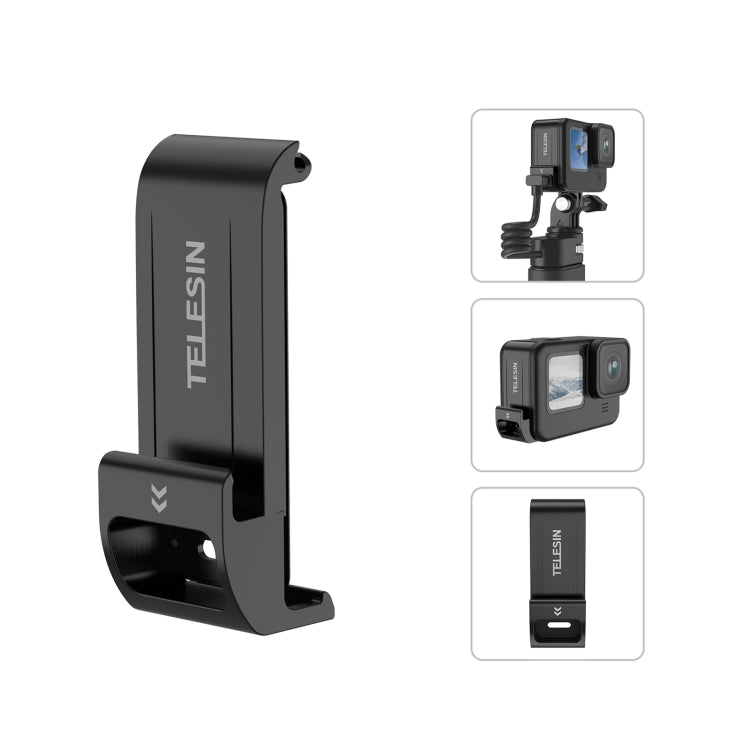 For GoPro Hero11 Black / HERO10 Black /9 Black TELESIN Weather-resistant Side Cover Easy Removable Charging Cover Port(Black) - free shipping - PMC TechLife - Order now!