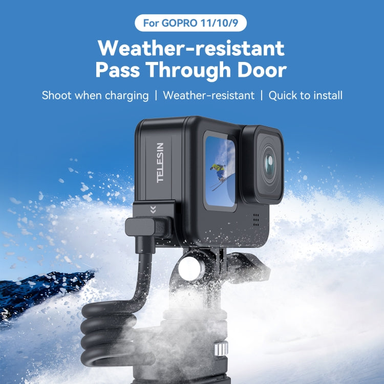 For GoPro Hero11 Black / HERO10 Black /9 Black TELESIN Weather-resistant Side Cover Easy Removable Charging Cover Port(Black) - free shipping - PMC TechLife - Order now!