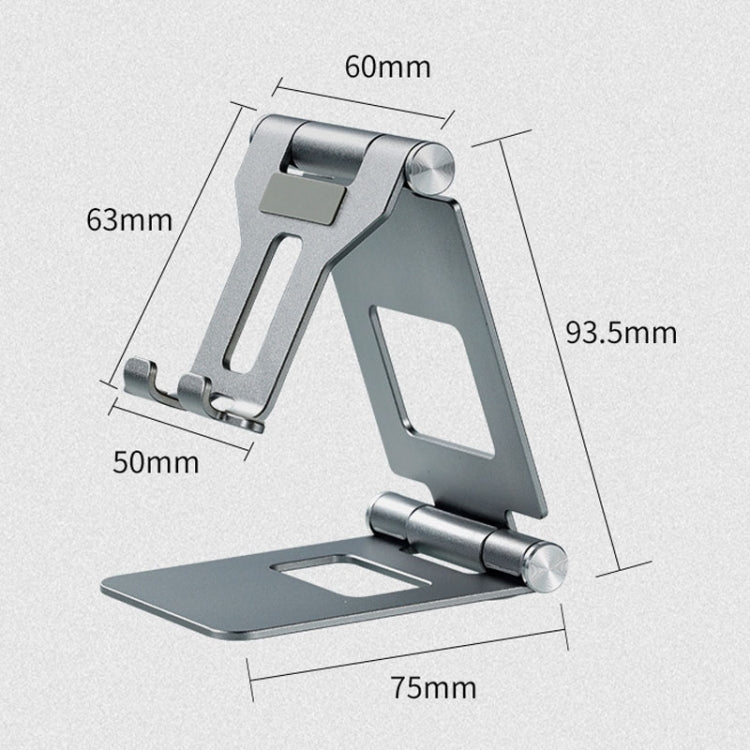 Z10A   Aluminum Alloy Double Folding Mobile Phone Holder Desktop Tablet Lazy Holder(Grey)