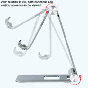 Z10A   Aluminum Alloy Double Folding Mobile Phone Holder Desktop Tablet Lazy Holder(Grey)