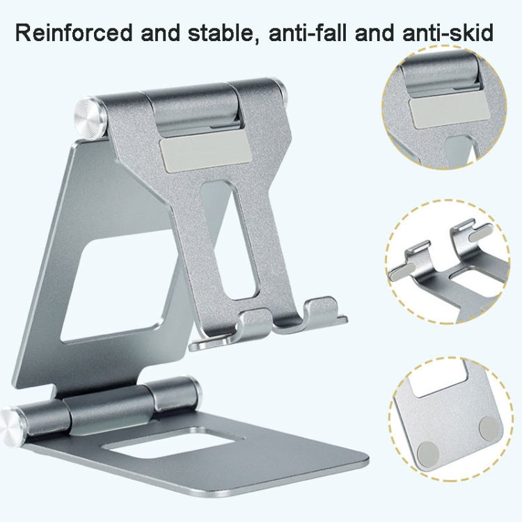 Z10A   Aluminum Alloy Double Folding Mobile Phone Holder Desktop Tablet Lazy Holder(Black)