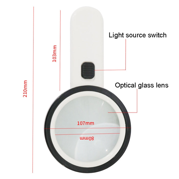 JHS407 30X Handheld HD Magnifier With LED Light(Paper Package)