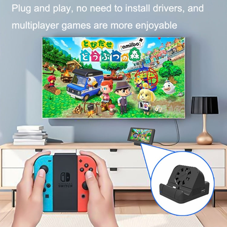For Nintendo Switch / Switch OLED SW300 HDMI Video Casting Converter Cooling Fan Base Charger(Black)
