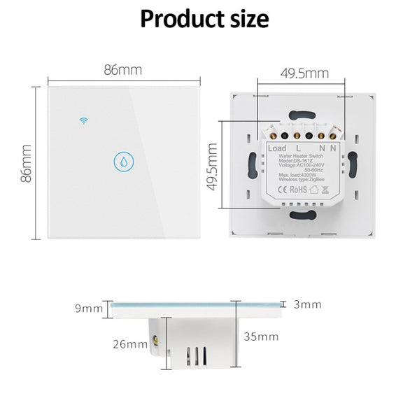 WIFI 20A Water Heater Switch Black High Power Time Voice Control EU Plug