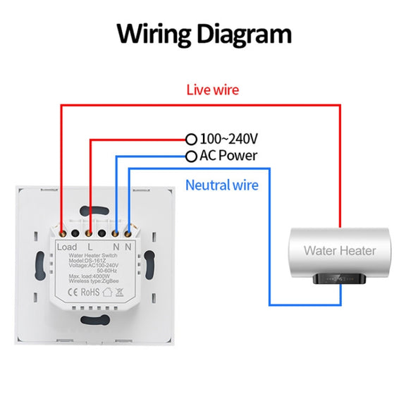 WIFI 20A Water Heater Switch Black High Power Time Voice Control EU Plug
