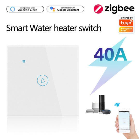Tuya ZigBee 40A Smart High Power Water Heater Light Air Conditioner Switch Time Voice Remote Control(Black)