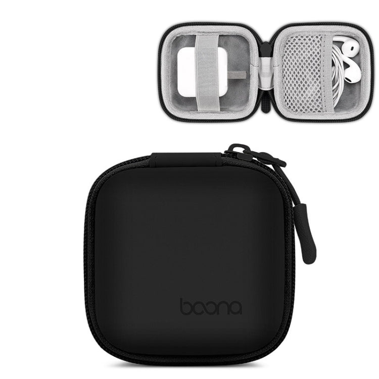 Baona BN-F001 Leather Digital Headphone Cable U Disk Storage Bag, Specification: Small Square Black - free shipping - PMC Jewellery - Order now!