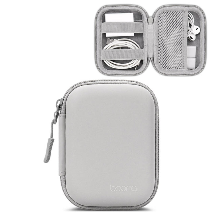 Baona BN-F003 Leather Digital Headphone Cable U Disk Storage Bag, Specification: Rectangular Gray - Digital Storage Bag by Baona | Online Shopping South Africa | PMC Jewellery | Buy Now Pay Later Mobicred