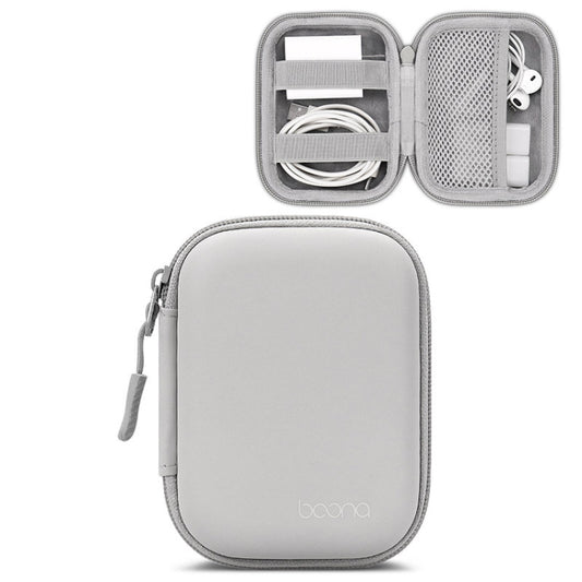 Baona BN-F003 Leather Digital Headphone Cable U Disk Storage Bag, Specification: Rectangular Gray - Digital Storage Bag by Baona | Online Shopping South Africa | PMC Jewellery | Buy Now Pay Later Mobicred