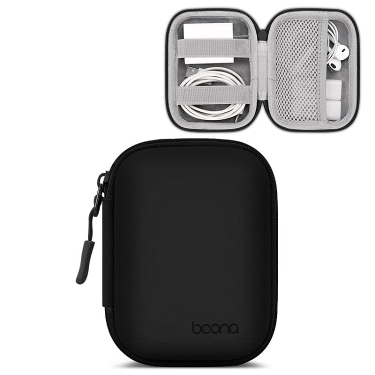 Baona BN-F003 Leather Digital Headphone Cable U Disk Storage Bag, Specification: Rectangular Black - Digital Storage Bag by Baona | Online Shopping South Africa | PMC Jewellery | Buy Now Pay Later Mobicred