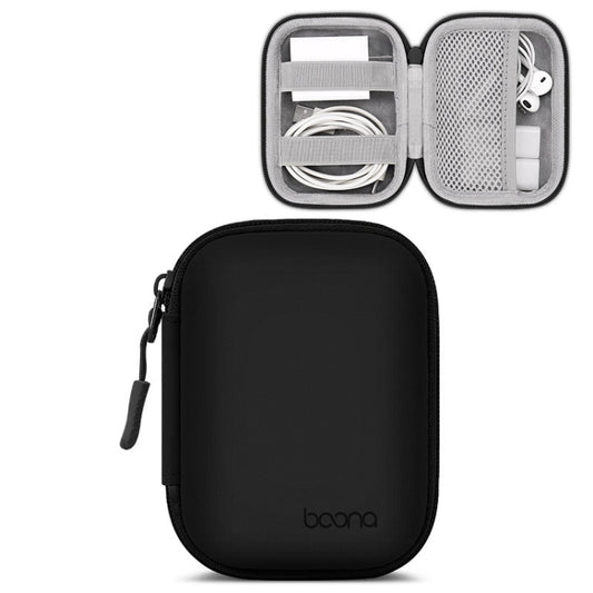 Baona BN-F003 Leather Digital Headphone Cable U Disk Storage Bag, Specification: Rectangular Black - Digital Storage Bag by Baona | Online Shopping South Africa | PMC Jewellery | Buy Now Pay Later Mobicred
