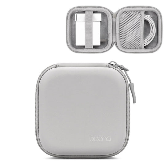 Baona BN-F017 Leather Digital Headphone Cable U Disk Storage Bag, Specification: Large Square Gray - Digital Storage Bag by Baona | Online Shopping South Africa | PMC Jewellery | Buy Now Pay Later Mobicred