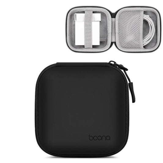 Baona BN-F017 Leather Digital Headphone Cable U Disk Storage Bag, Specification: Large Square Black - free shipping - PMC Jewellery - Order now!