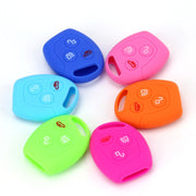 For Ford Transit/Focus 2pcs 3-Button Silicone Key Protector(Pink)