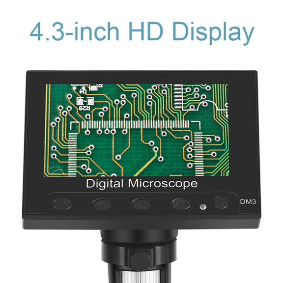DM3 4.3-Inch Screen LED Light 1000X HD Portable Electronic Digital Microscope, Specification: Plastic