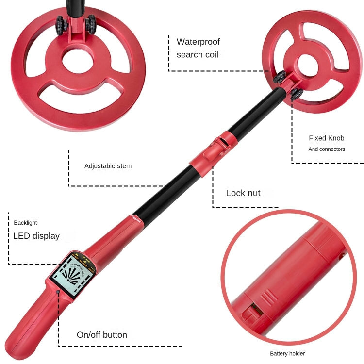 Goint MD3006 Metal Detector Outdoor Treasure Hunter Toys Children Science Detector(Red) - free shipping - PMC Jewellery - Order now!