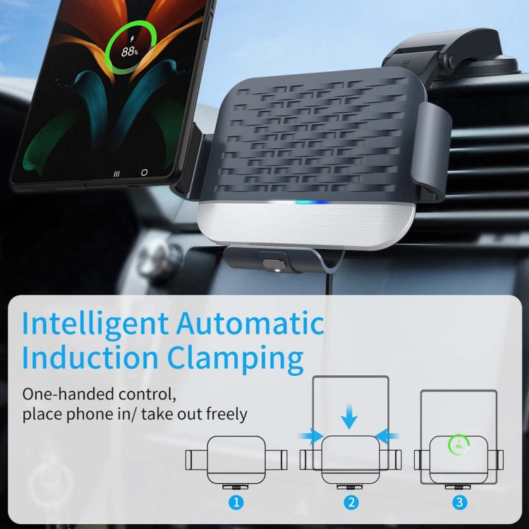 For Samsung Galaxy Z Fold4 / 3 S10 Folding Screen Mobile Phone Vehicle Bracket Dual Coil Wireless Charger - Wireless Charger Holders by PMC TechLife | Online Shopping South Africa | PMC TechLife | Buy Now Pay Later Mobicred