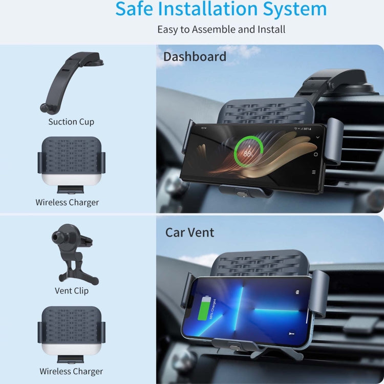For Samsung Galaxy Z Fold4 / 3 S10 Folding Screen Mobile Phone Vehicle Bracket Dual Coil Wireless Charger