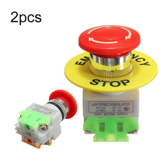 2pcs LAY37-11ZS Elevator Emergency Stop Mushroom Head Button(Red) - free shipping - PMC Jewellery - Order now!