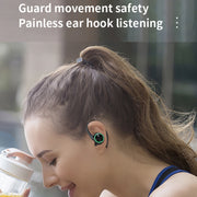 R201 With Charging Bin Hanging Ear Stereo Digital Display Bluetooth Earphones(White)