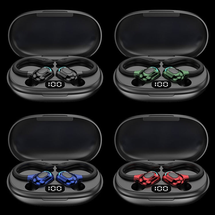 F8 Hanging Ear Stereo Wireless Bluetooth Earphones With Charging Bin(Green Double Ear)