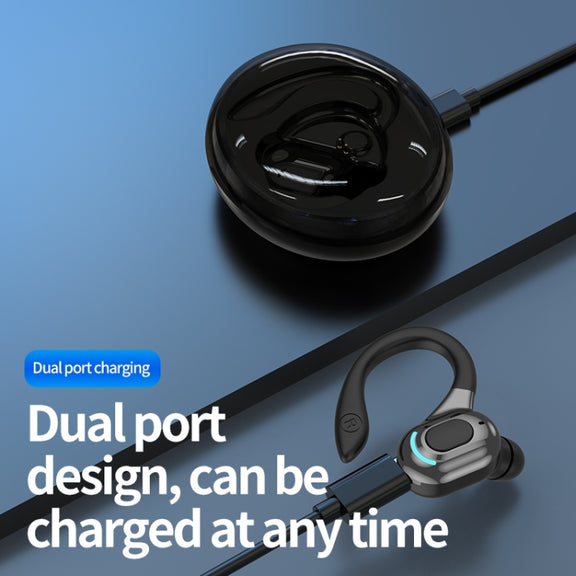 F8 Hanging Ear Stereo Wireless Bluetooth Earphones With Charging Bin(Black Single Ear)