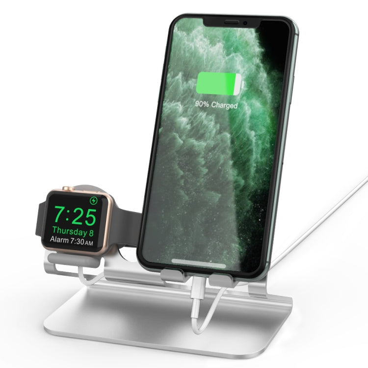 AhaStyle ST04 Aluminum Alloy Charging Base, For 4-8 inch Smart Phone&Apple Watch Series(Silver) - Desktop Holder by AhaStyle | Online Shopping South Africa | PMC TechLife