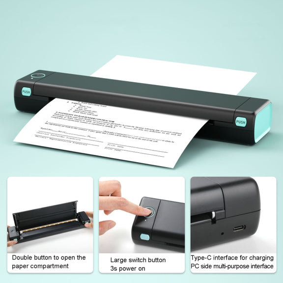 M08F Bluetooth Wireless Handheld Portable Thermal Printer(Black Green Tattoo Version)