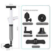 Toilet Pipe Dredger Toilet Sewer Floor Drain Clogged Household High Pressure Pneumatic Tool(Gray)