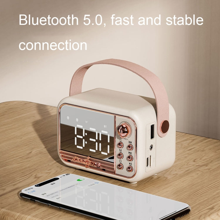 S11 Handheld Retro Alarm Clock Bluetooth Speaker Desktop Portable Clock(Pink) - Desktop Speaker by PMC Jewellery | Online Shopping South Africa | PMC Jewellery | Buy Now Pay Later Mobicred