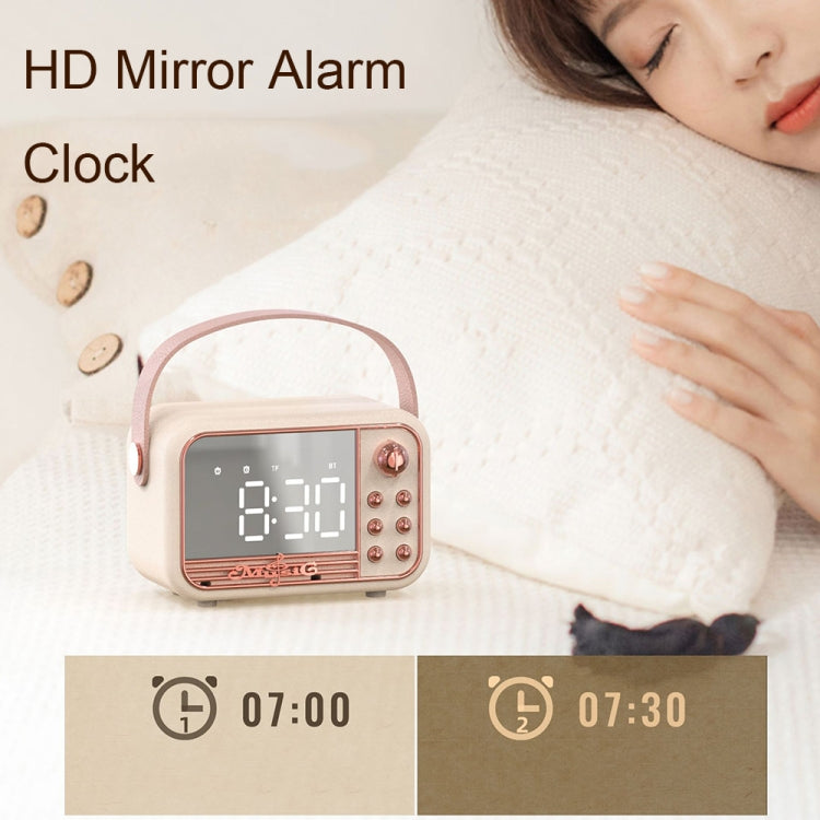 S11 Handheld Retro Alarm Clock Bluetooth Speaker Desktop Portable Clock(Pink) - Desktop Speaker by PMC Jewellery | Online Shopping South Africa | PMC Jewellery | Buy Now Pay Later Mobicred