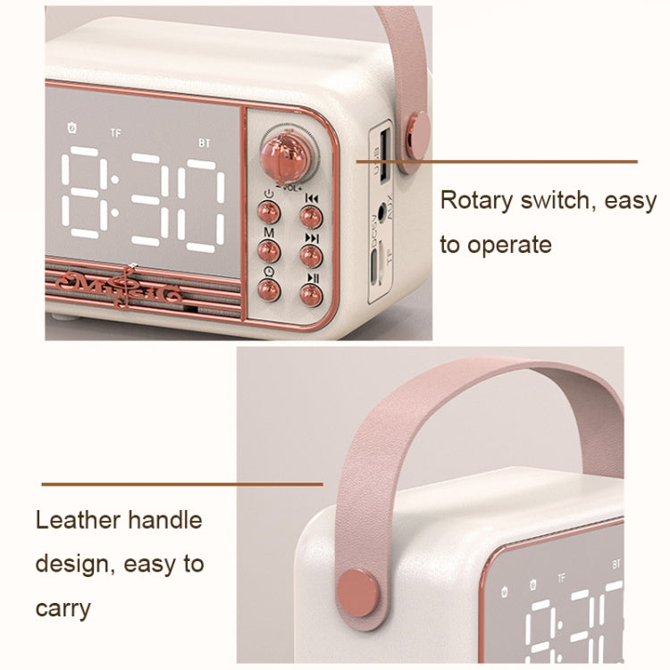 S11 Handheld Retro Alarm Clock Bluetooth Speaker Desktop Portable Clock(Pink) - Desktop Speaker by PMC Jewellery | Online Shopping South Africa | PMC Jewellery | Buy Now Pay Later Mobicred
