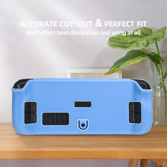 For Steam Deck Hifylux ST-PF14 Game Console Silicone Case Anti-scratch Non-slip Handheld Case Lanyard(Blue)