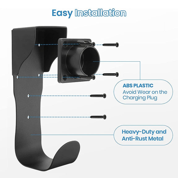 EV Charger Cable Holder Electric Car Charging Cable Organizer for J1772 Plug(Black)