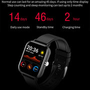 H10 1.69 inch Screen Bluetooth Call Smart Watch, Support Heart Rate/Blood Pressure/Sleep Monitoring, Color: Black