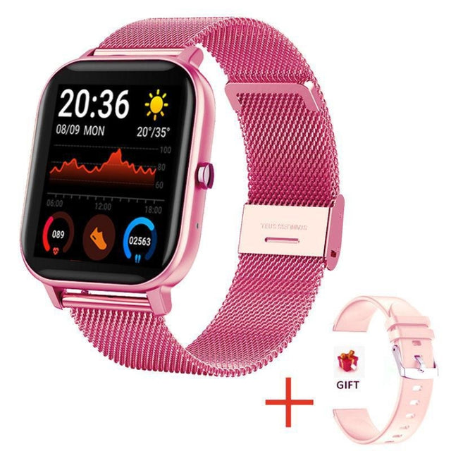 H10 1.69 inch Screen Bluetooth Call Smart Watch, Support Heart Rate/Blood Pressure/Sleep Monitoring, Color: Pink Net+Silicone