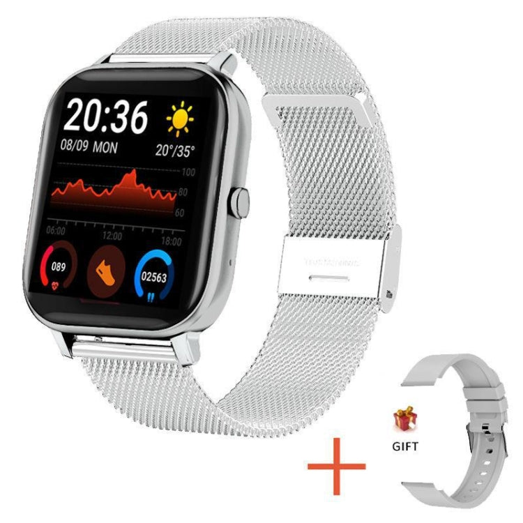 H10 1.69 inch Screen Bluetooth Call Smart Watch, Support Heart Rate/Blood Pressure/Sleep Monitoring, Color: Silver Net+Silicone - Smart Wear by PMC TechLife | Online Shopping South Africa | PMC TechLife