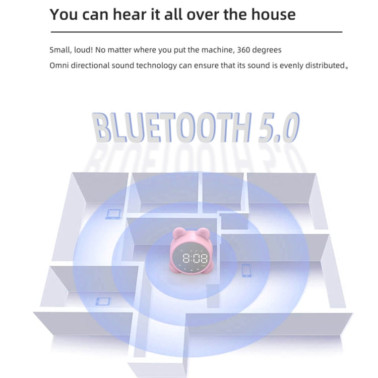 P1 Mini Card Mirror Clock Wireless Bluetooth Speaker with FM Radio(Pink) - Mini Speaker by PMC TechLife | Online Shopping South Africa | PMC TechLife