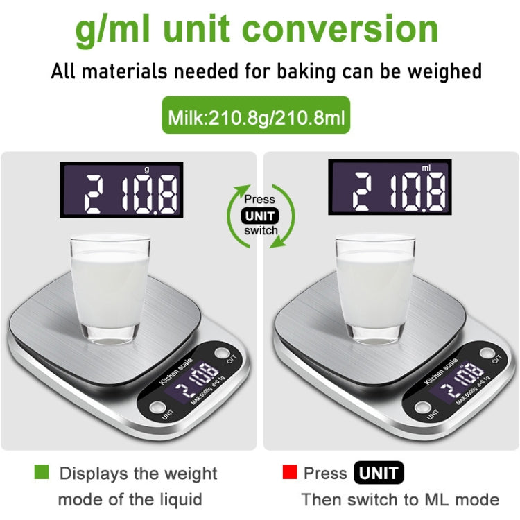 Small Multifunctional Kitchen High Precision Electronic Scale LCD Digital Display Food Scale, Model: 5kg/ 0.1g