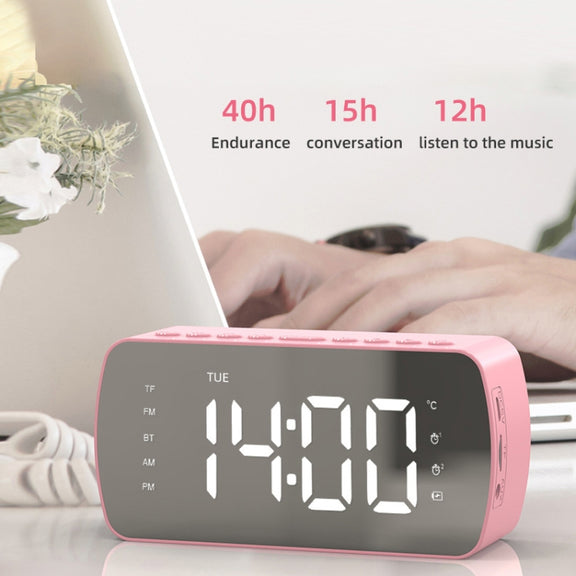 Q5 Outdoor Portable Card Bluetooth Speaker Small Clock Radio, Color: Black 1400mAh