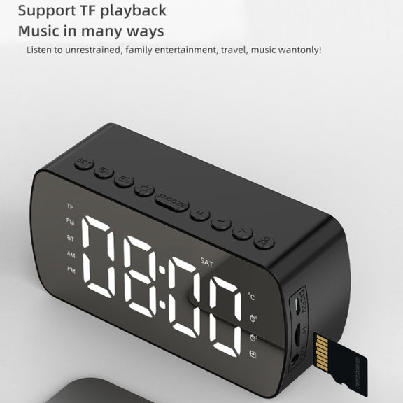 Q5 Outdoor Portable Card Bluetooth Speaker Small Clock Radio, Color: White 1400mAh