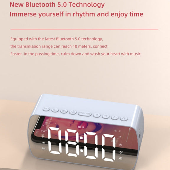 Q5 Outdoor Portable Card Bluetooth Speaker Small Clock Radio, Color: Black 1400mAh