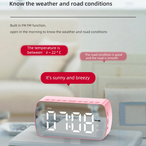 Q5 Outdoor Portable Card Bluetooth Speaker Small Clock Radio, Color: White 1400mAh