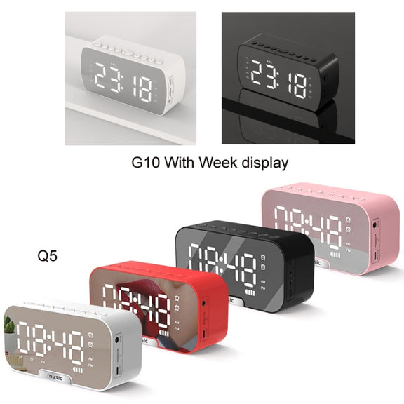 Q5 Outdoor Portable Card Bluetooth Speaker Small Clock Radio, Color: Black 1400mAh