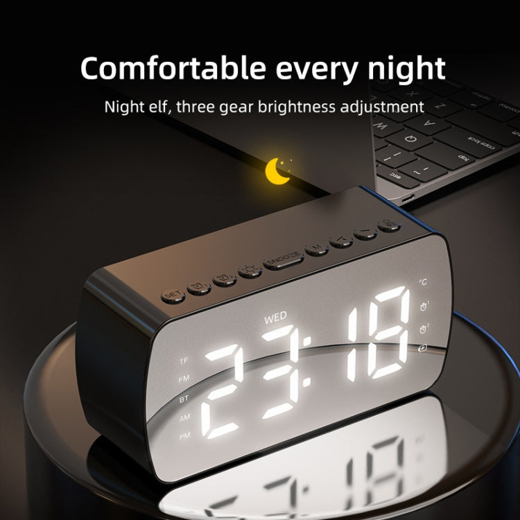Q5 Outdoor Portable Card Bluetooth Speaker Small Clock Radio, Color: Black 1400mAh