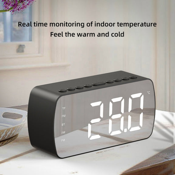 Q5 Outdoor Portable Card Bluetooth Speaker Small Clock Radio, Color: Black 1400mAh
