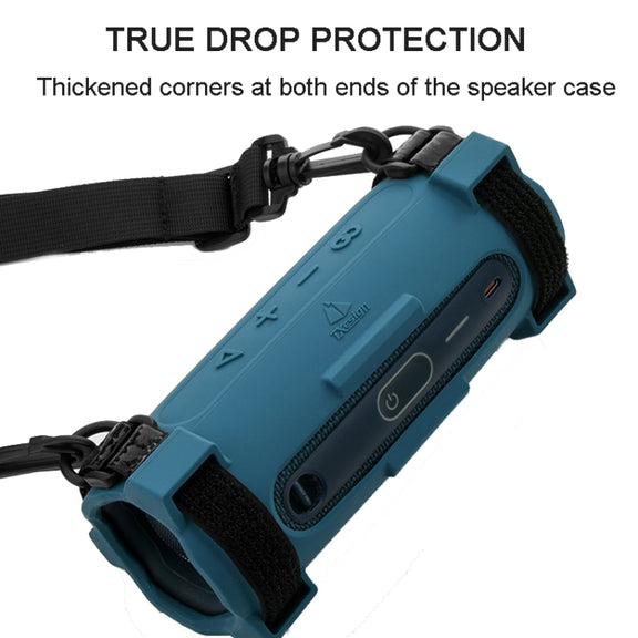 For JBL Flip 6 Speaker Bag Travel Carrying Silicone Case With Shoulder Strap(Black)