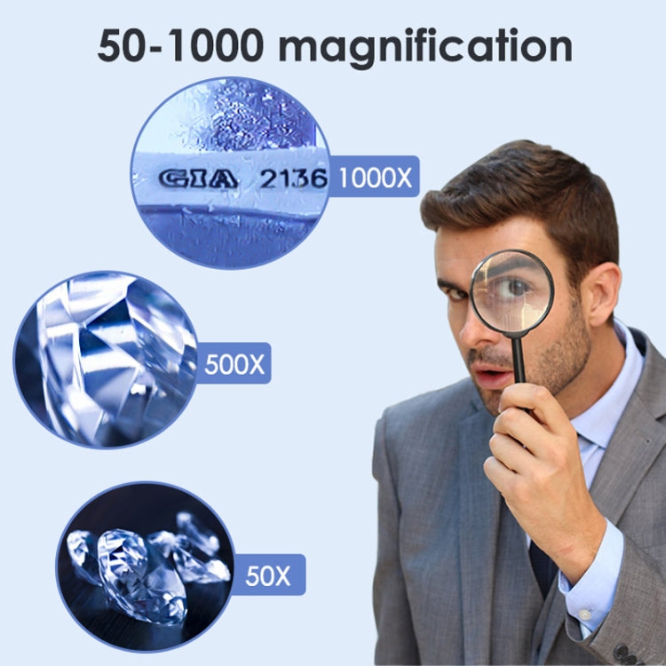 HJ1000 50-1000X 3000mAh Diamond Waist Code Microscope GIA Jewelry Waist Code Instrument - free shipping - PMC Jewellery - Order now!