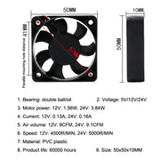 3pcs XIN RUI FENG 12V Ball Bearing 5cm Silent DC Cooling Fan